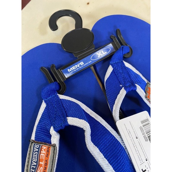 New York Mets Sewn Patch Team Logo Flip Flops Blue and Orange New Sz‎ XL 13-14 - Picture 6 of 8